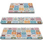 Set of 3 Serving Trays for Food Presentation - Melamine Tray Set with Colorful Mediterranean Design