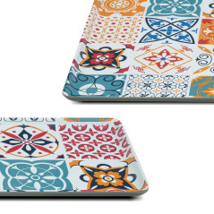 Set of 3 Serving Trays for Food Presentation - Melamine Tray Set with Colorful Mediterranean Design