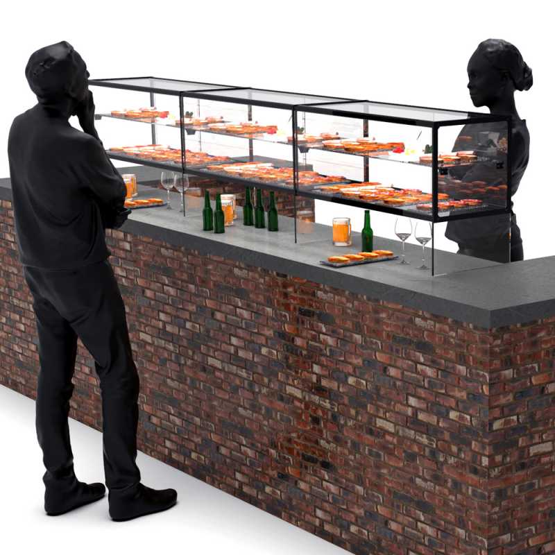 Vitrina expositora elevada neutra 92 cm amb prestatge i passaplats