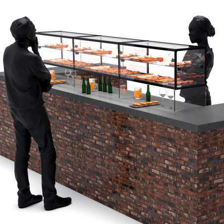 Vitrina expositora elevada neutra 92 cm amb prestatge i passaplats