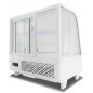 Refrigerated white curved glass display case with 2 shelves for pastry