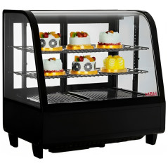 Vitrina refrigerada negra cristal curvo 2 estante para pastelería