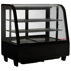 Vitrina refrigerada negra de vidre corbat amb 2 prestatges per a pastisseria