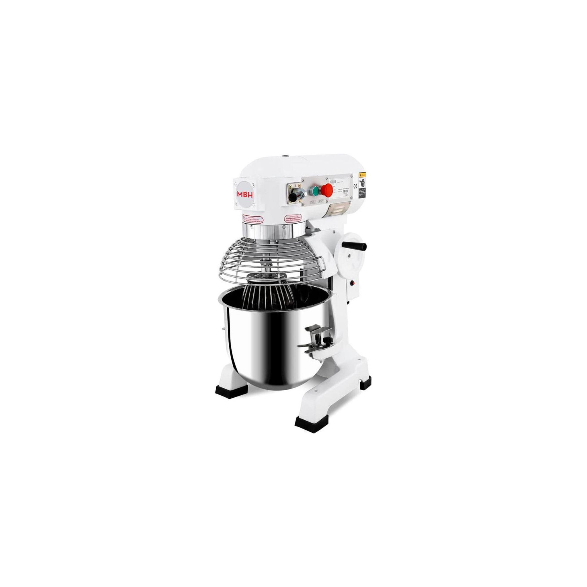 Batteur mélangeur planétaire professionnel MBH 20 litres avec 3 vitesses, cuve inox et grille de protection