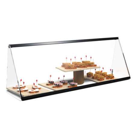 Vitrine neutre vitrée à poser triangulaire 55 cm sur comptoir