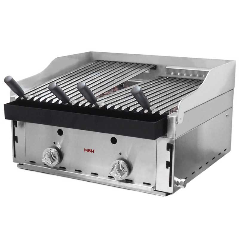 Professional gas barbecue 60 of volcanic lava with individual Basque-type grills Professional gas barbecue 60 of volcanic lava with individual Basque-type grills