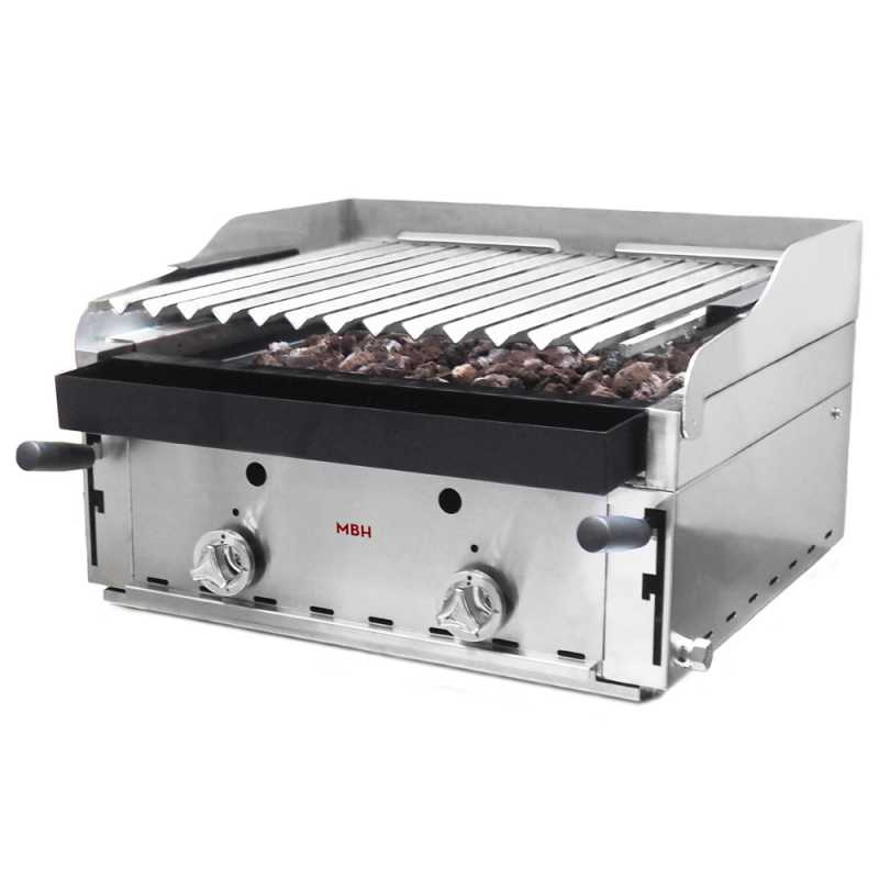 Professional gas barbecue 60 with volcanic lava with breastplate