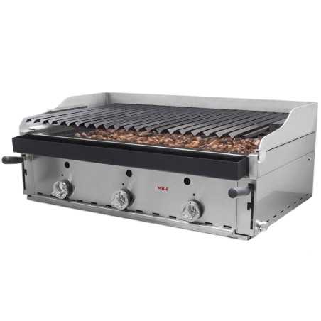 Barbecue à gaz professionnel 90 de lave volcanique avec plastron