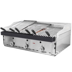 Barbecue à gaz professionnel 90 de lave volcanique avec grilles individuelles de type basque