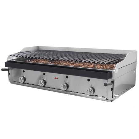 Professional gas barbecue 120 with volcanic lava with apron