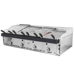 Barbacoa gas profesional 120 de lava volcánica con parrillas individuales tipo vasca