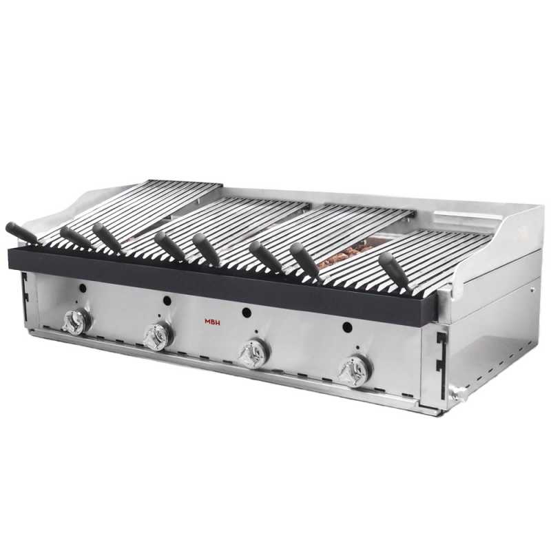 Professional gas barbecue 120 of volcanic lava with individual Basque-type grills