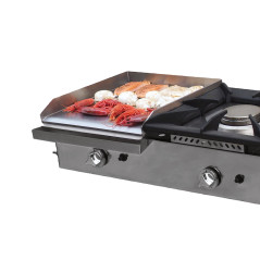 Professional gas stove with two burners and 40 x 40 laminated griddle