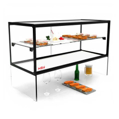 Vitrina expositora elevada neutra 92 cm amb prestatge i passaplats