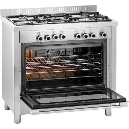 Professional gas cooker with industrial 5 plates electric oven