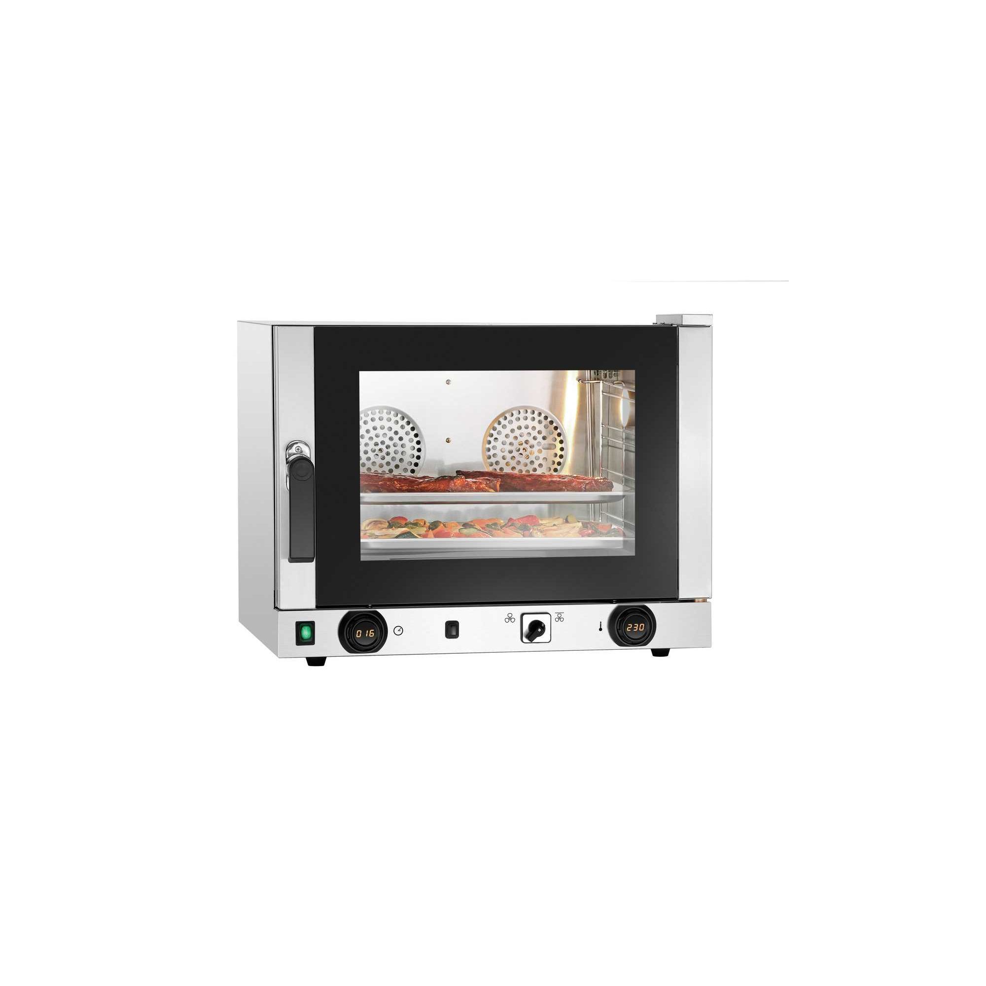 Four électrique ventilé, capacité 28 litres 1500 W, le seul four avec plaque de cuisson iN en acier inoxydable qui cuit mieux est lavable au lave- vaisselle des milliers de fois, parois antiadhésives