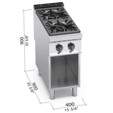 Cocina a gas de pie de 2 fuegos MAXIMA 900