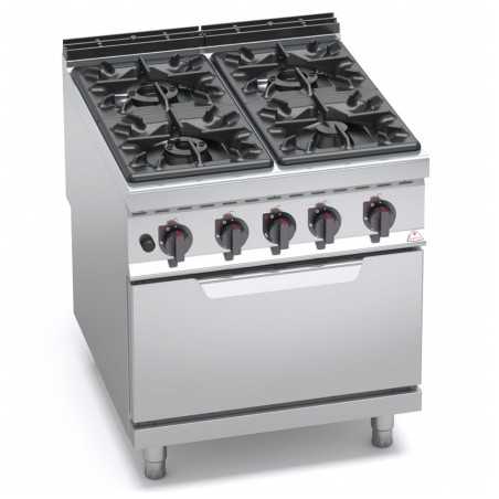 Cocina 4 fuegos a gas MAXIMA 900 con horno a gas GN 2/1