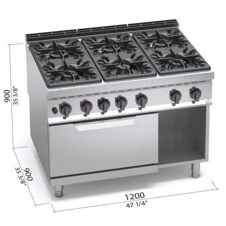MAXIMA 900 6-burner gas cooker with 2/1 GN gas oven