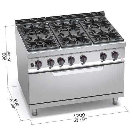 MAXIMA 900 Cuisinière à gaz 6 feux avec four à gaz 1045x530