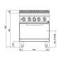 Cocina 4 fuegos a gas MAXIMA 900 con horno a gas GN 2/1