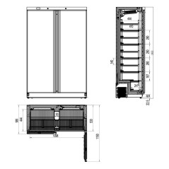 Double industrial freezer 744 litres