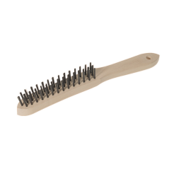 Professional metallic brush for cleaning stainless steel with wooden handle