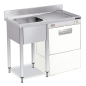 Plonge professionnelle inox avec espace pour lave-vaisselle 600