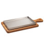 Stainless steel llauna trays with wooden tray with presentation handle