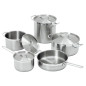 Set of 4 saucepans with lid and 1 professional stainless steel frying pan, 2 - 2.7 - 2.8 - 5.1 - 6.1 litres