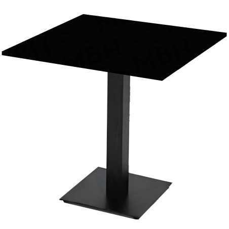 Square COMPACTO PREMIUM tables in various solid colors and sizes for indoor and outdoor use - With Square Black Base