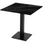 Square COMPACTO PREMIUM tables in various textured colors and sizes for indoor and outdoor use - with square black base