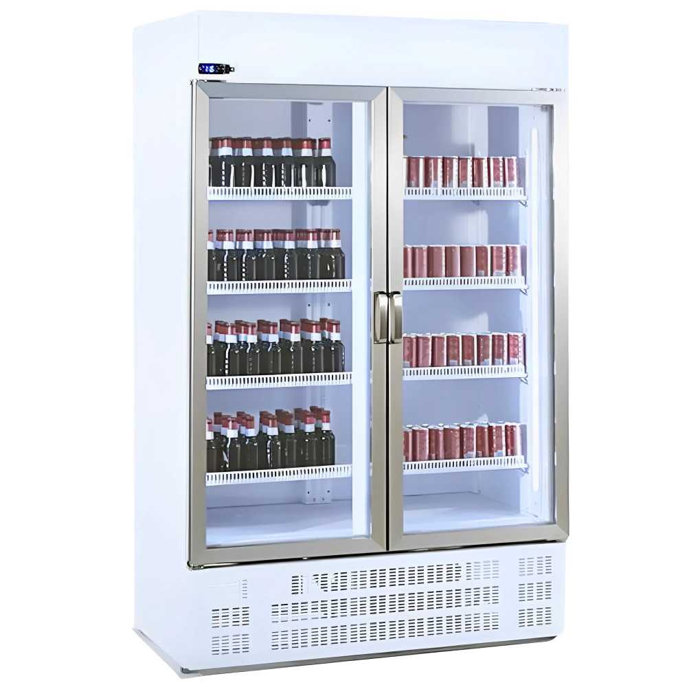 Professional enhanced display refrigerator 1012 L, with two doors.