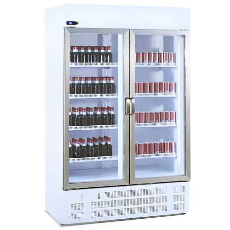 Professional enhanced display refrigerator 1012 L, with two doors.