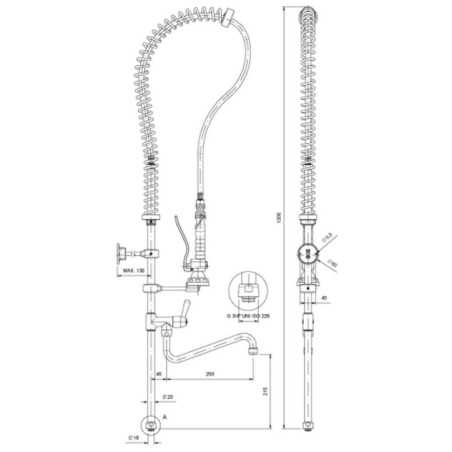 Grifo ducha + grifo monomando, acero inoxidable, para pared
