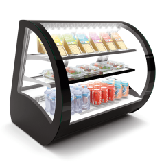 Vitrina refrigerada profesional VELA de sobremostrador con cristal cámara y LED