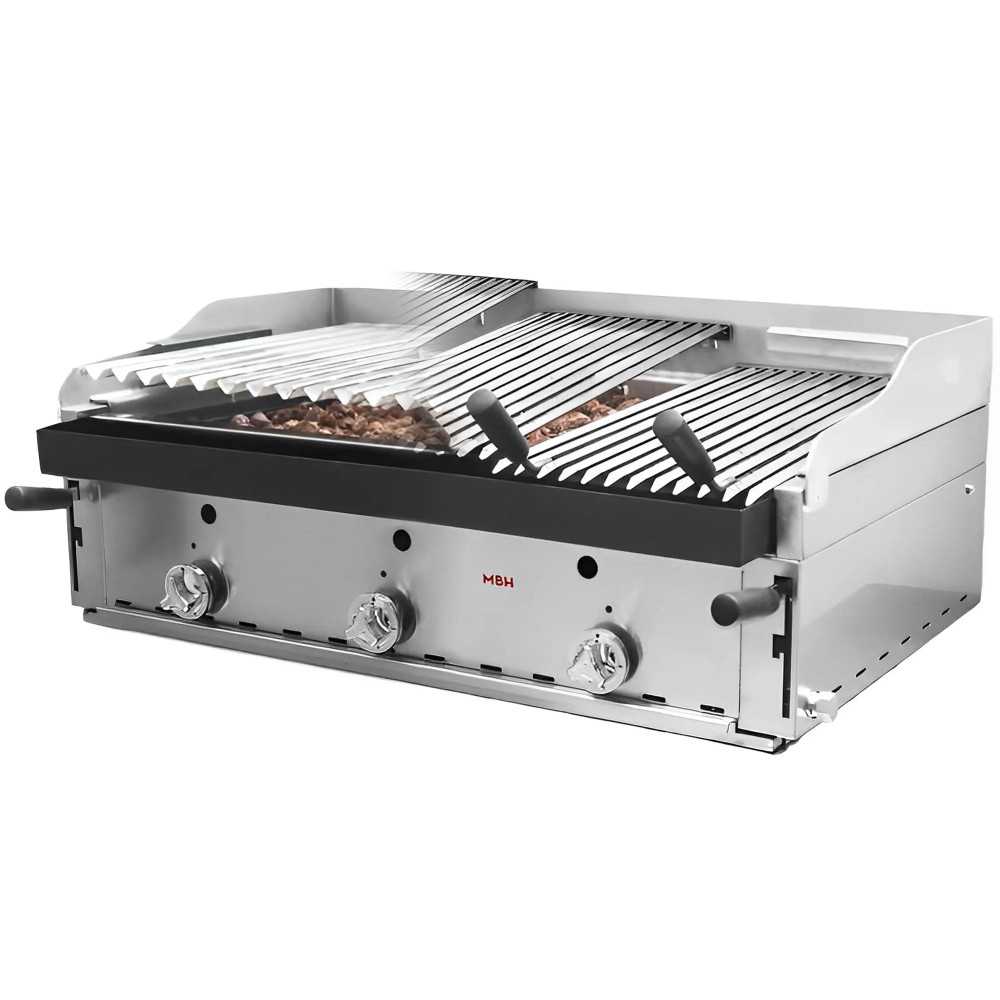 Professional gas barbecue 90 with volcanic lava + Basque grills