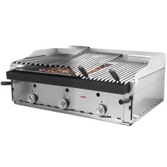 Barbecue gaz professionnel 90 à lave volcanique + grilles basques