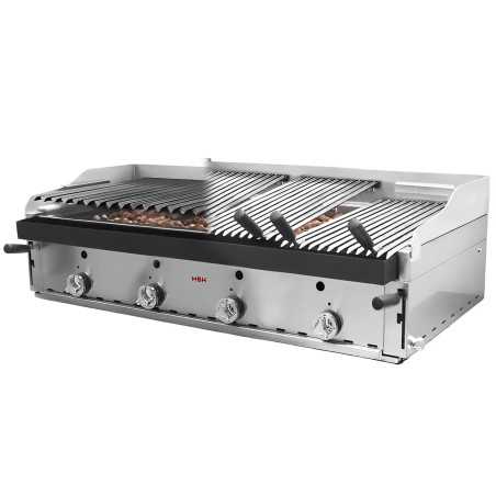 Barbecue gaz professionnel 120 à lave volcanique + grilles basques