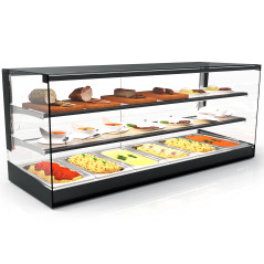 LOGIC bain-marie hot tapas display cases with 2 shelves