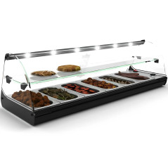 Vitrina escalfa tapes de 6 safates GN 1/3 amb prestatge