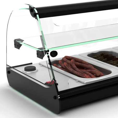 MBH - Detall del termòstat digital i sistema de calor per bany maria a la part posterior de vitrina industrial per a hostaleria.