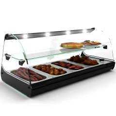 Vitrines chauffantes à tapas avec 4 bacs GN 1/3 avec étagère