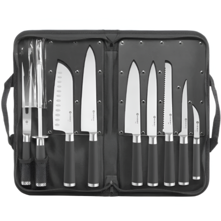 9-Piece Professional Knife Set with Case Stainless Steel