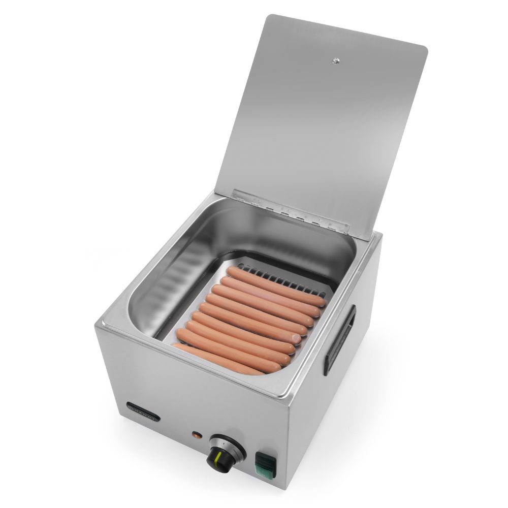 Chauffe-Saucisses Inox 422W – Machine Professionnelle 2 Broches, Température Réglable 0-85°C, Hot-Dog Warmer