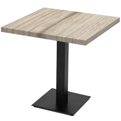 Tables carrées en mélamine de différentes couleurs texturées et dimensions pour l'intérieur - avec base carrée noire