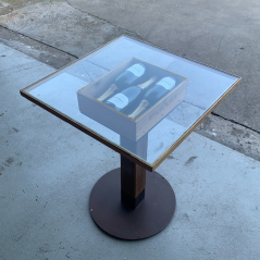 Table en Verre Vintage avec Bouteilles de Cava d'occasion