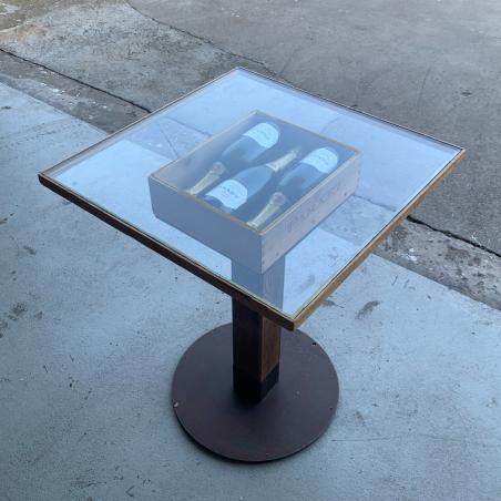 Table en Verre Vintage avec Bouteilles de Cava d'occasion