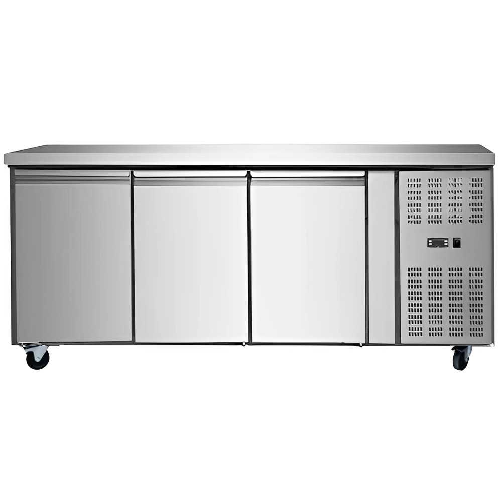 Industrial Stainless Steel Refrigerated Counter 3 Doors 417 Liters Depth 700mm