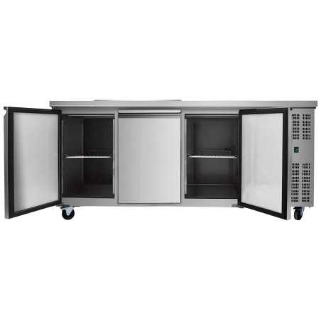 Industrial Stainless Steel Refrigerated Counter 3 Doors 417 Liters Depth 700mm